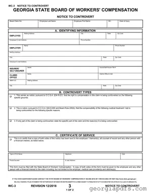 Fill Out a Valid Georgia Wc 3 Template
