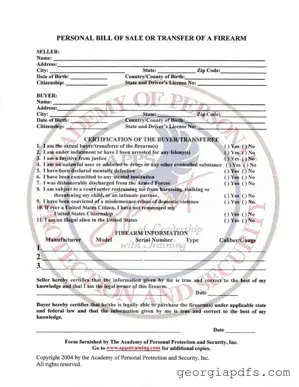 Fill Out a Valid Gun Transfer Georgia Template