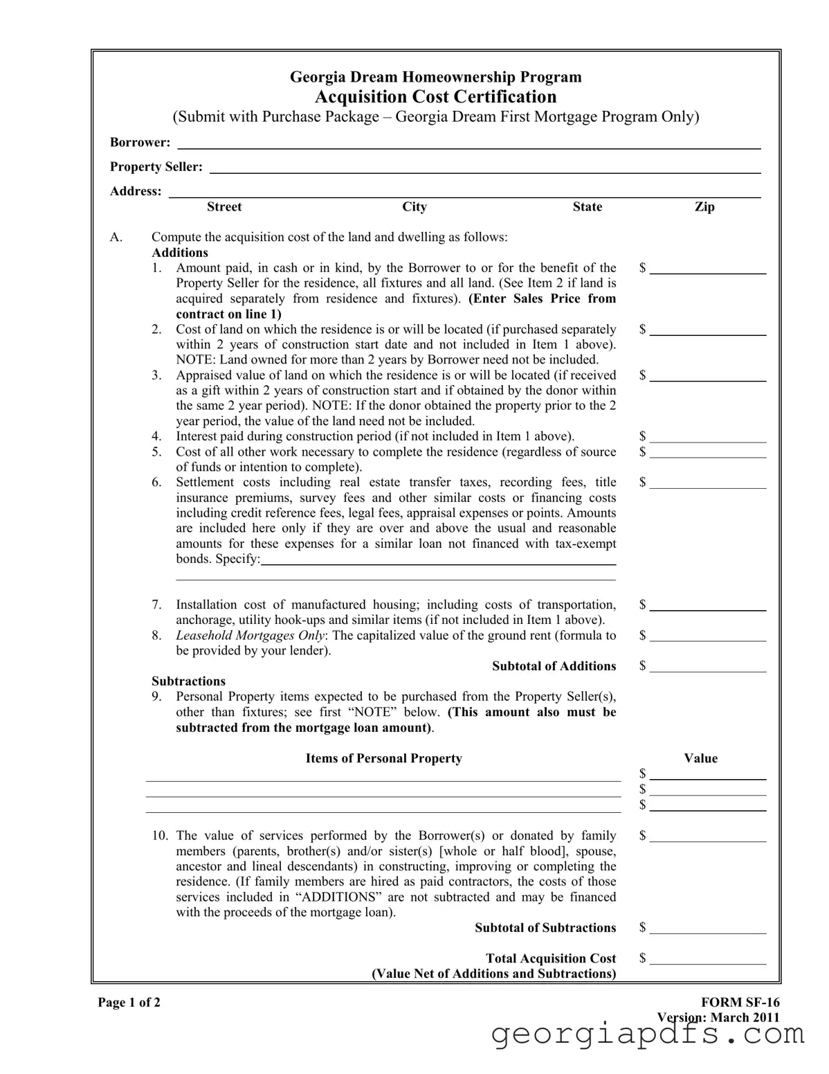 Fill Out a Valid Sf 16 Georgia Template