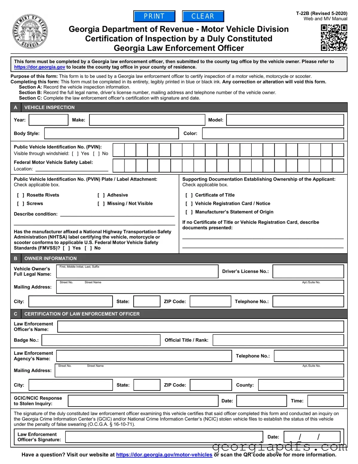 Fill Out a Valid T 22B Georgia Template