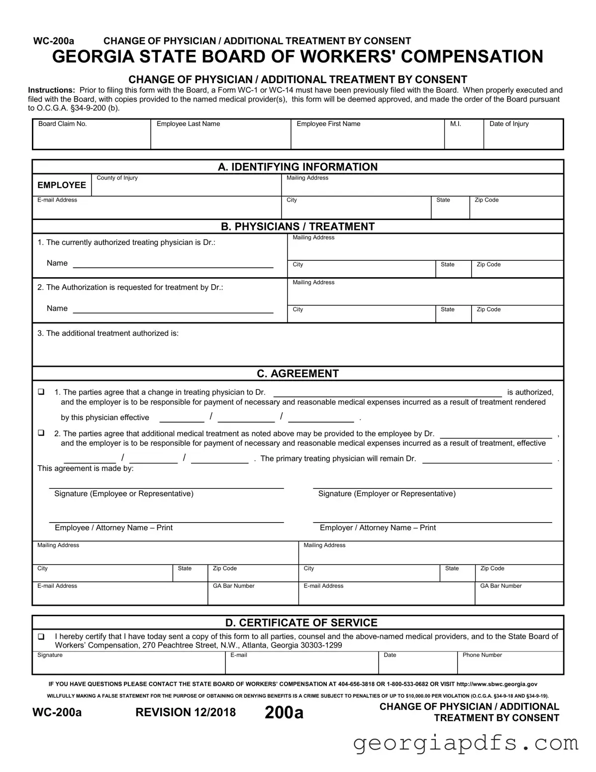 Fill Out a Valid Wc 200A Georgia Template